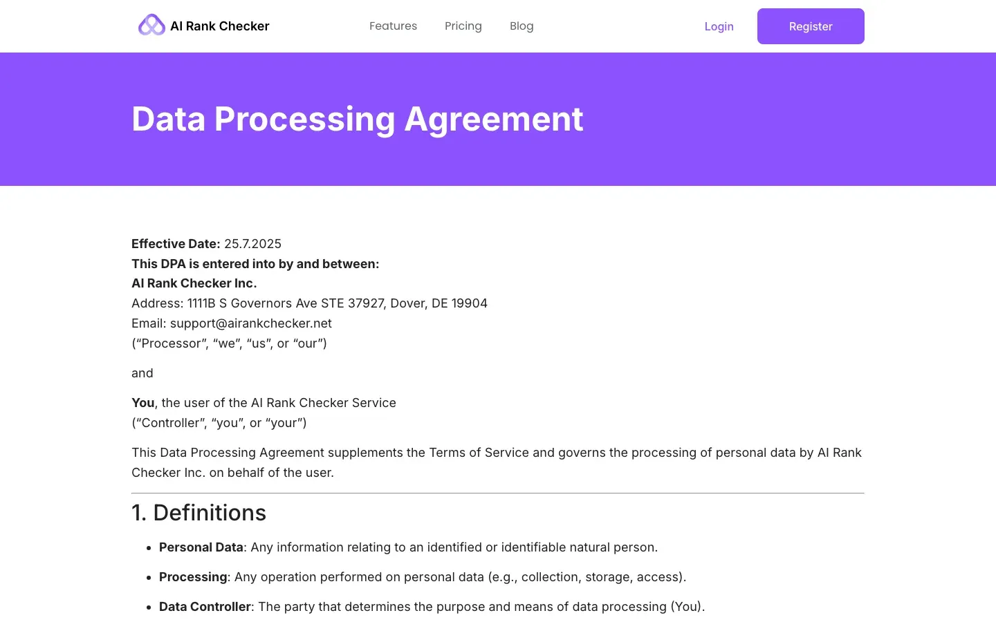 AI Rank Checker homepage