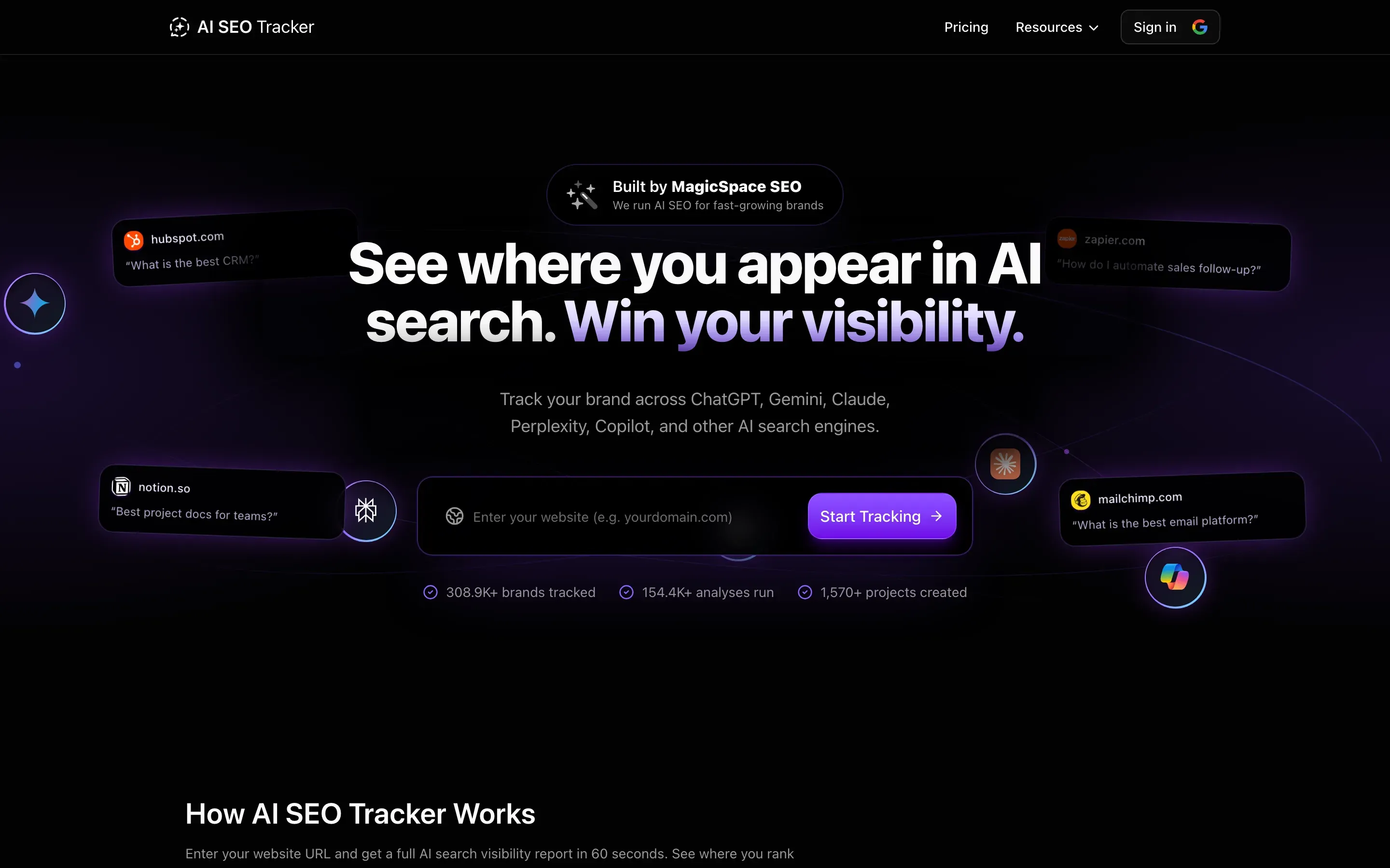 AI SEO Tracker homepage