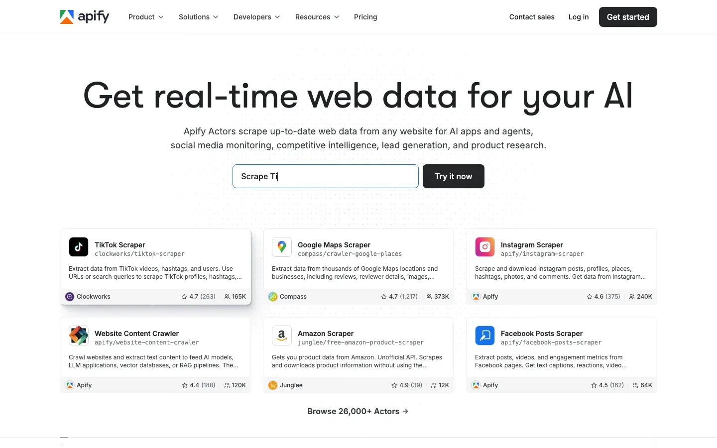 Apify homepage
