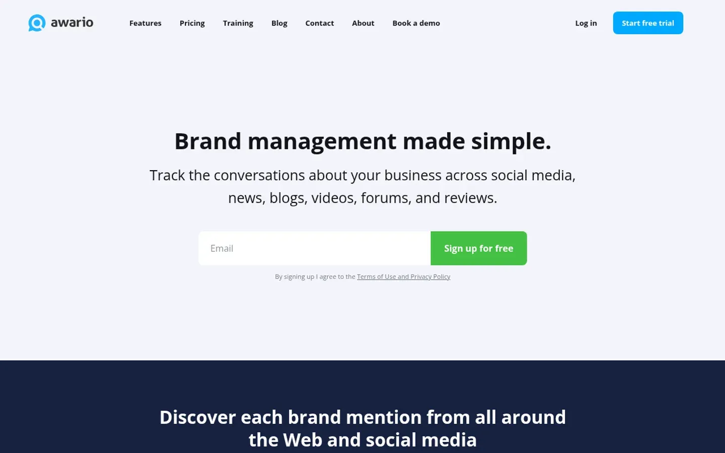 Awario homepage screenshot