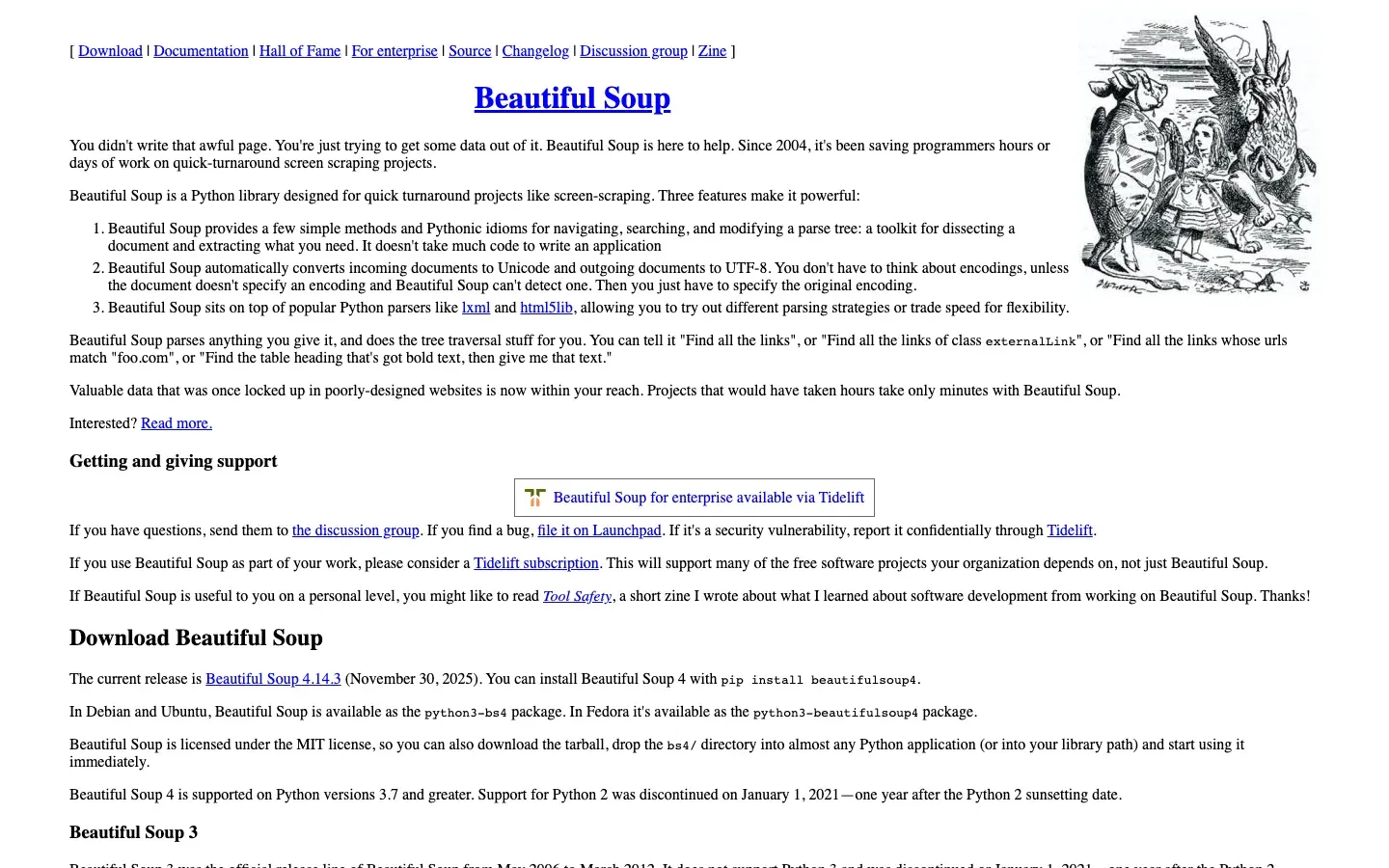 Beautiful Soup homepage
