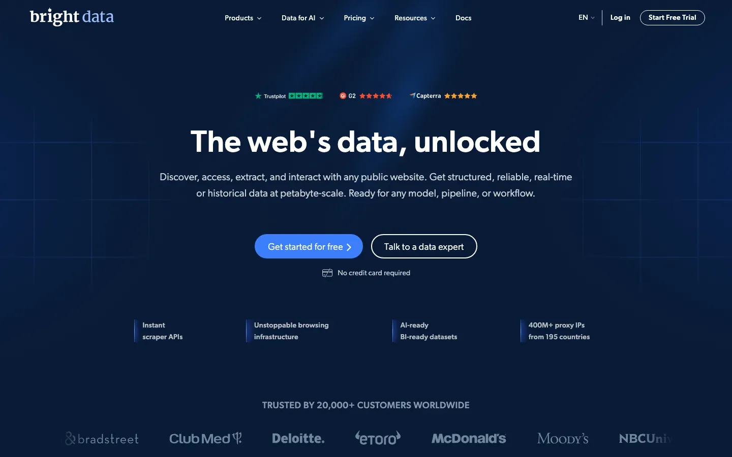 Bright Data homepage