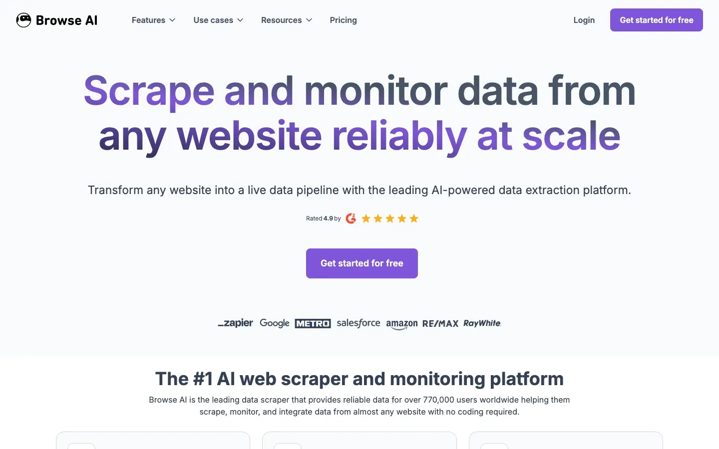 Browse AI homepage