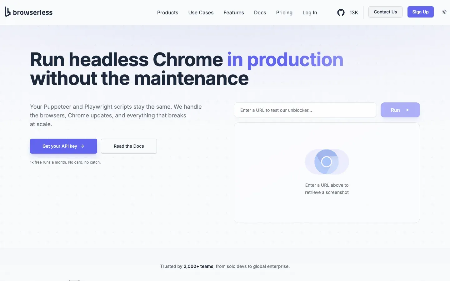 Browserless homepage