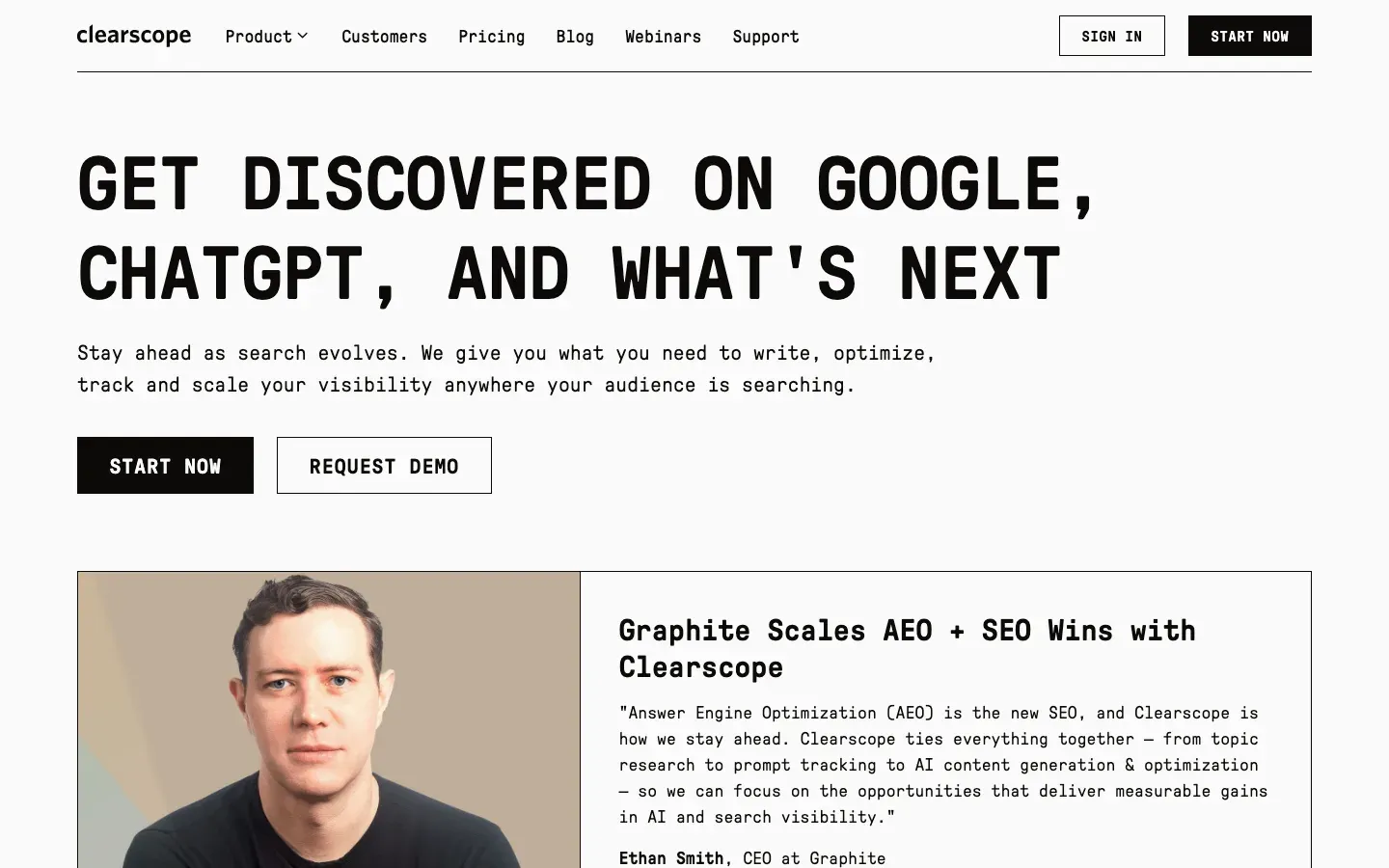 Clearscope homepage