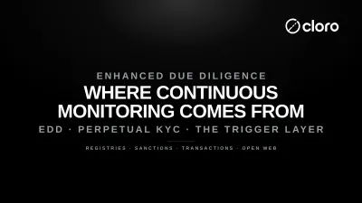 The enhanced due diligence file — identity, beneficial ownership, source of funds, adverse media, and ongoing monitoring — with the perpetual KYC trigger layer drawing event signals from registries, sanctions and PEP lists, transaction monitoring, and the open web