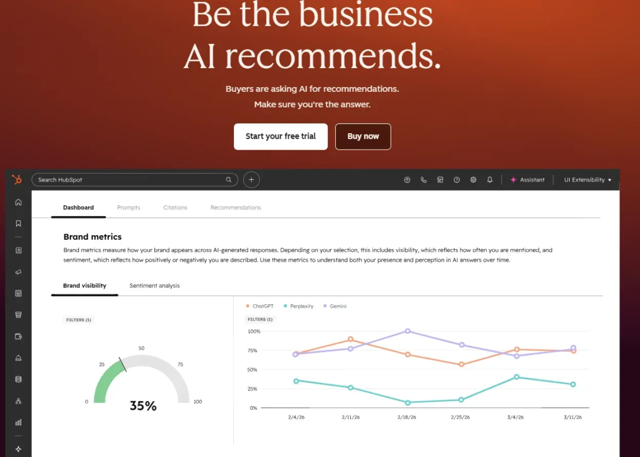 HubSpot AEO homepage