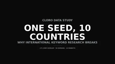 International keyword research — one seed keyword scraped across 10 country Google SERPs