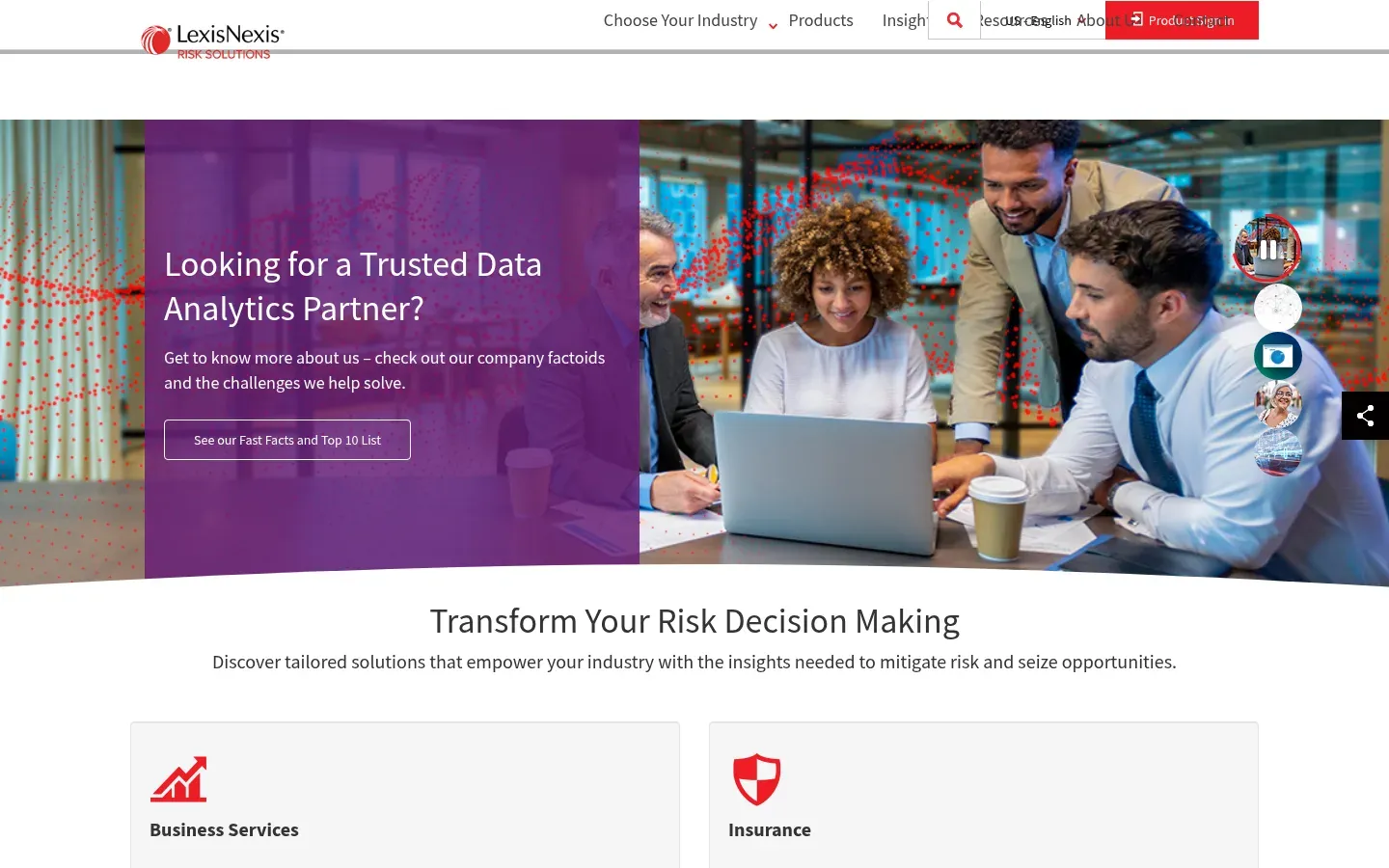 LexisNexis Risk Solutions homepage — WorldCompliance data for risk decisioning and due diligence