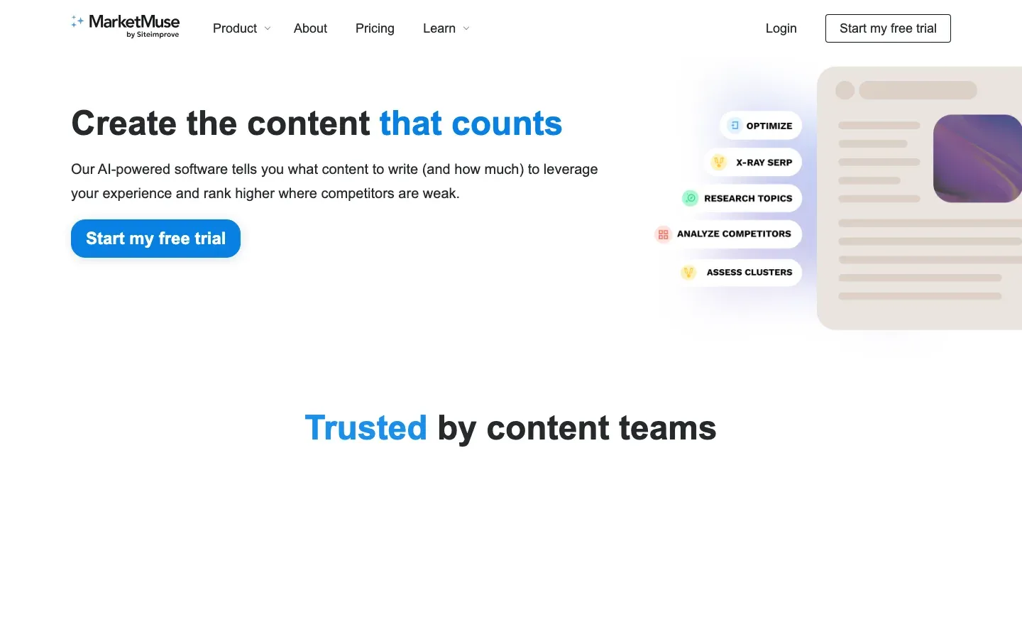 MarketMuse homepage