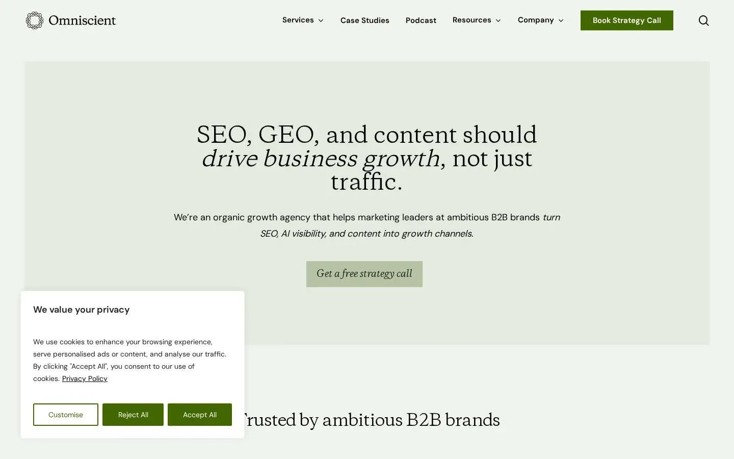 Omniscient Digital homepage