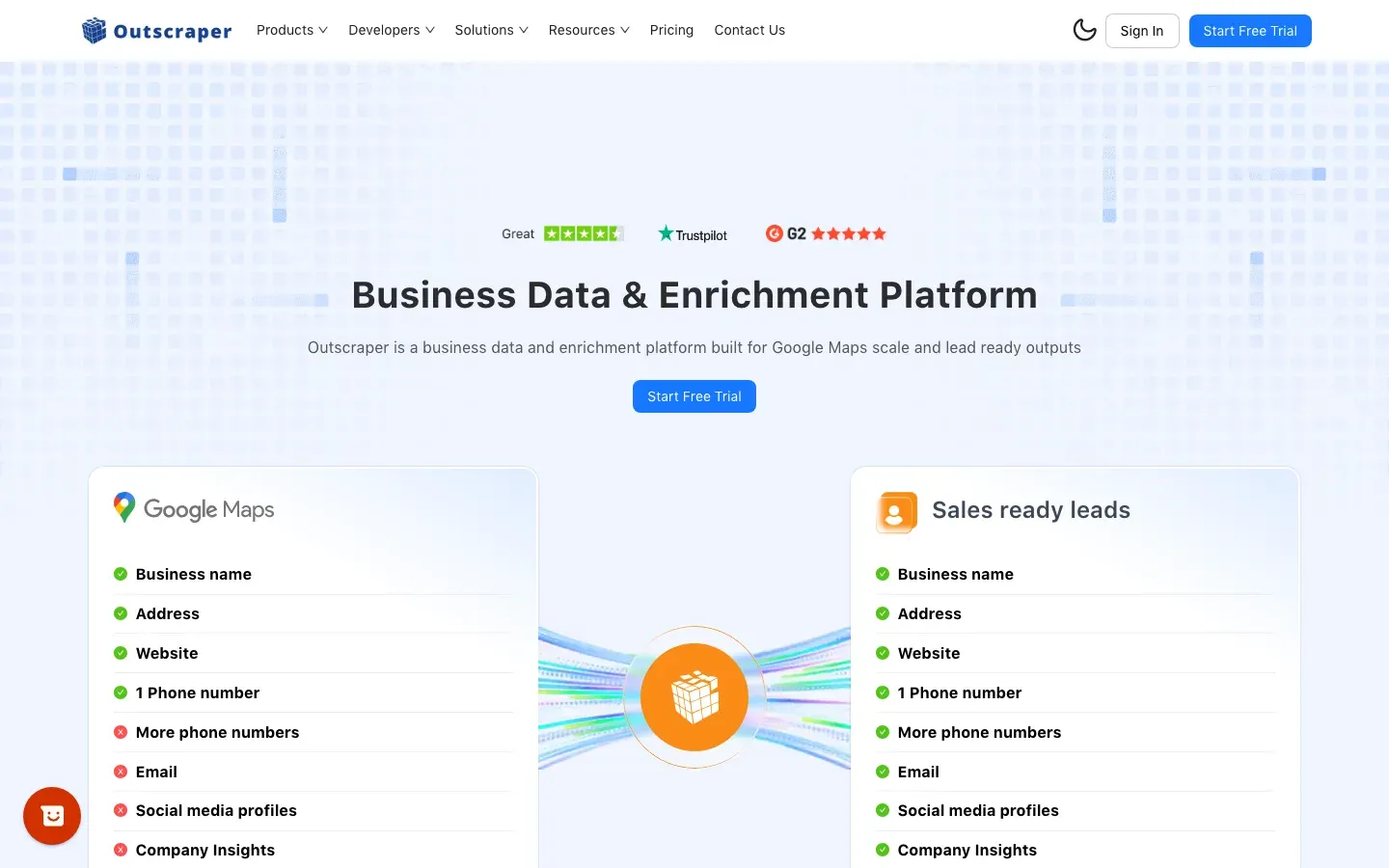 Outscraper homepage