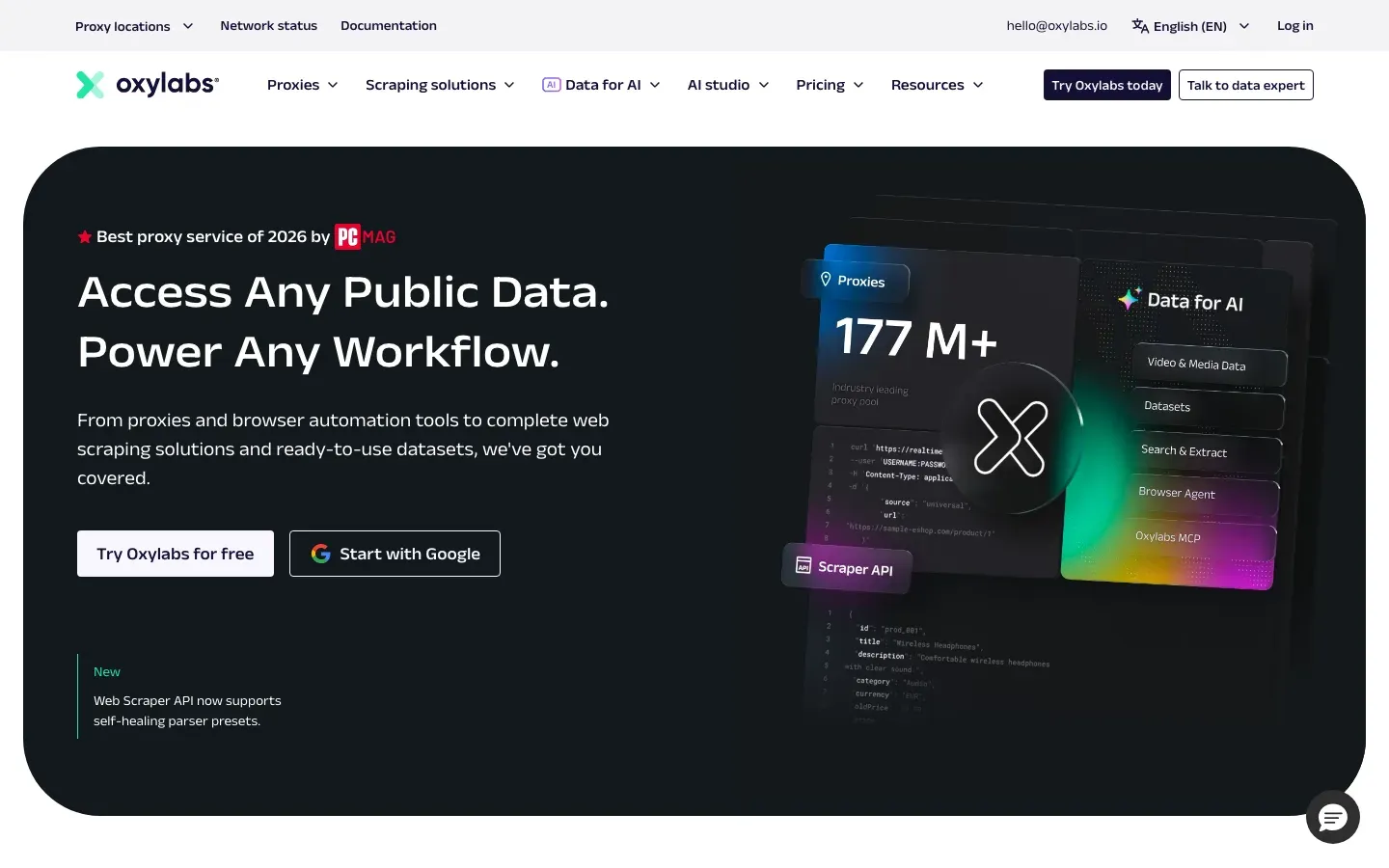 Oxylabs homepage