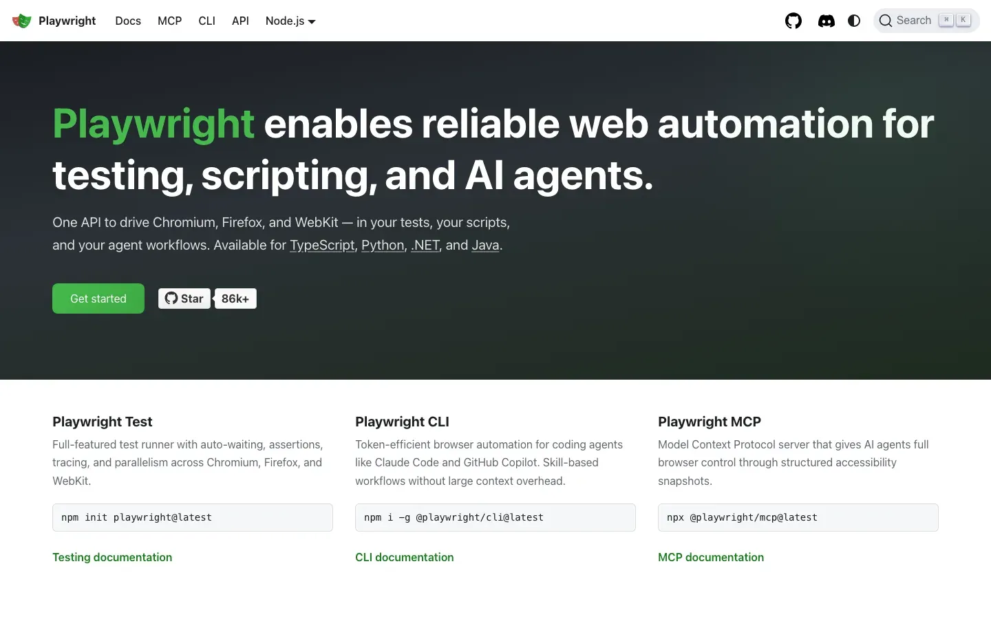 Playwright homepage