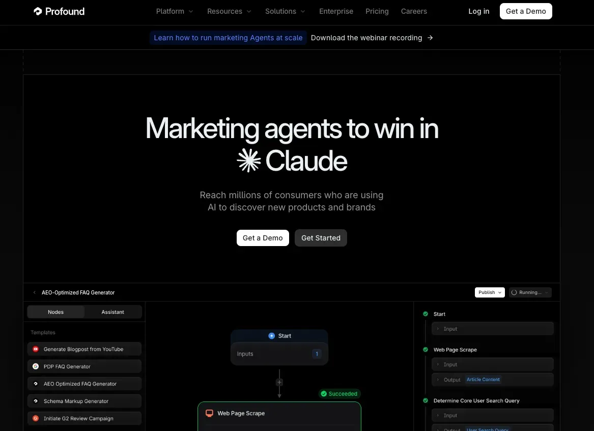 Profound homepage