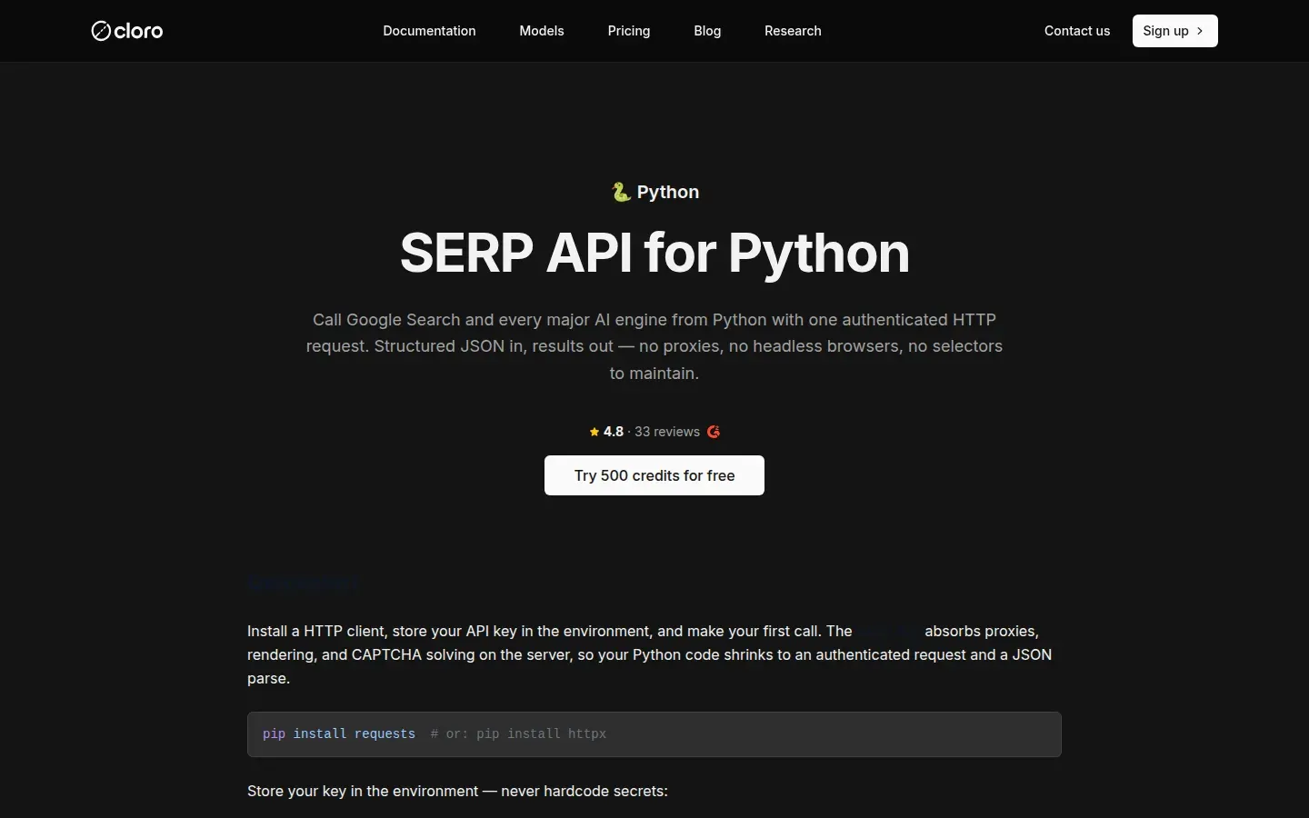 Python × cloro integration page