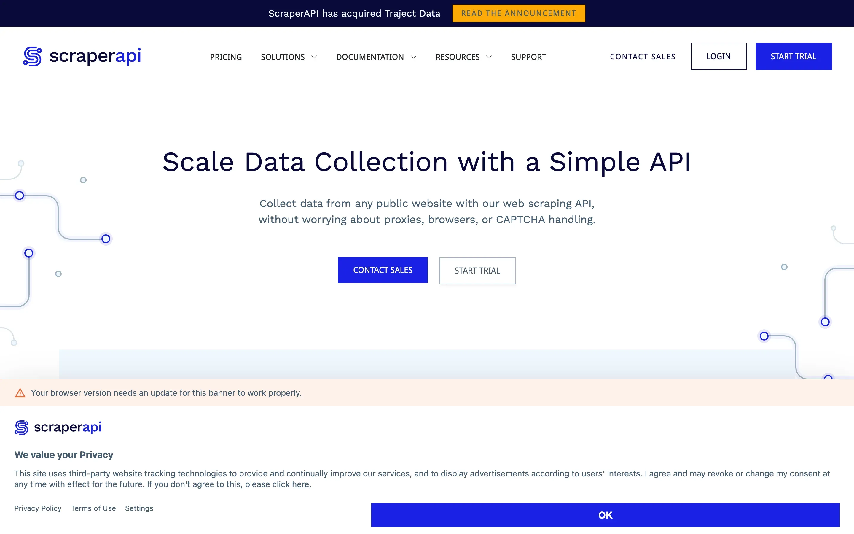 ScraperAPI homepage