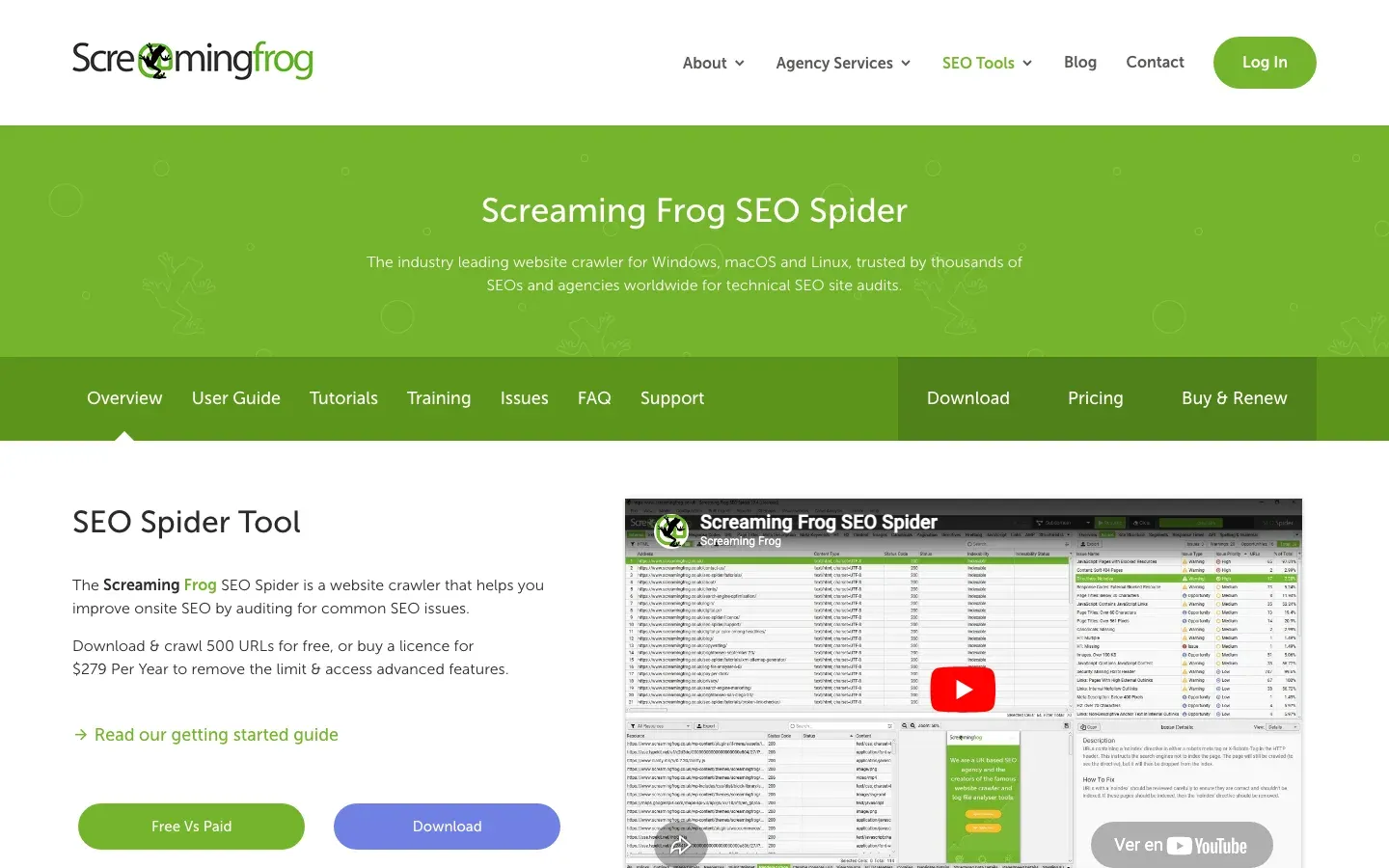 Screaming Frog homepage